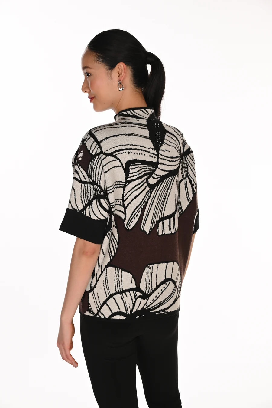 Frank Lyman Mock Neck Elbow Sleeve Print Top - Style 263773