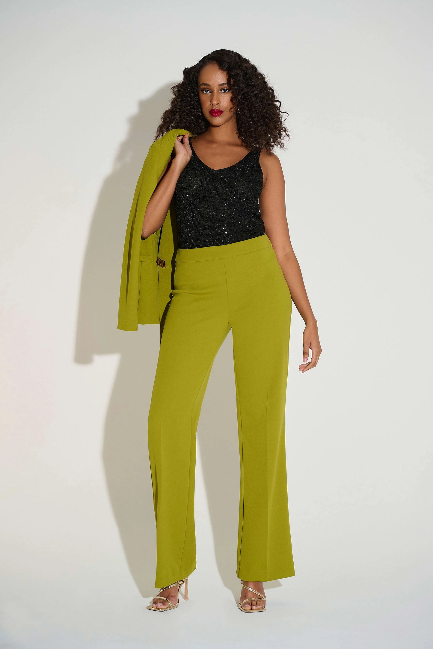 Joseph Ribkoff Metallic Knitted Camisole with Rhinestones Black