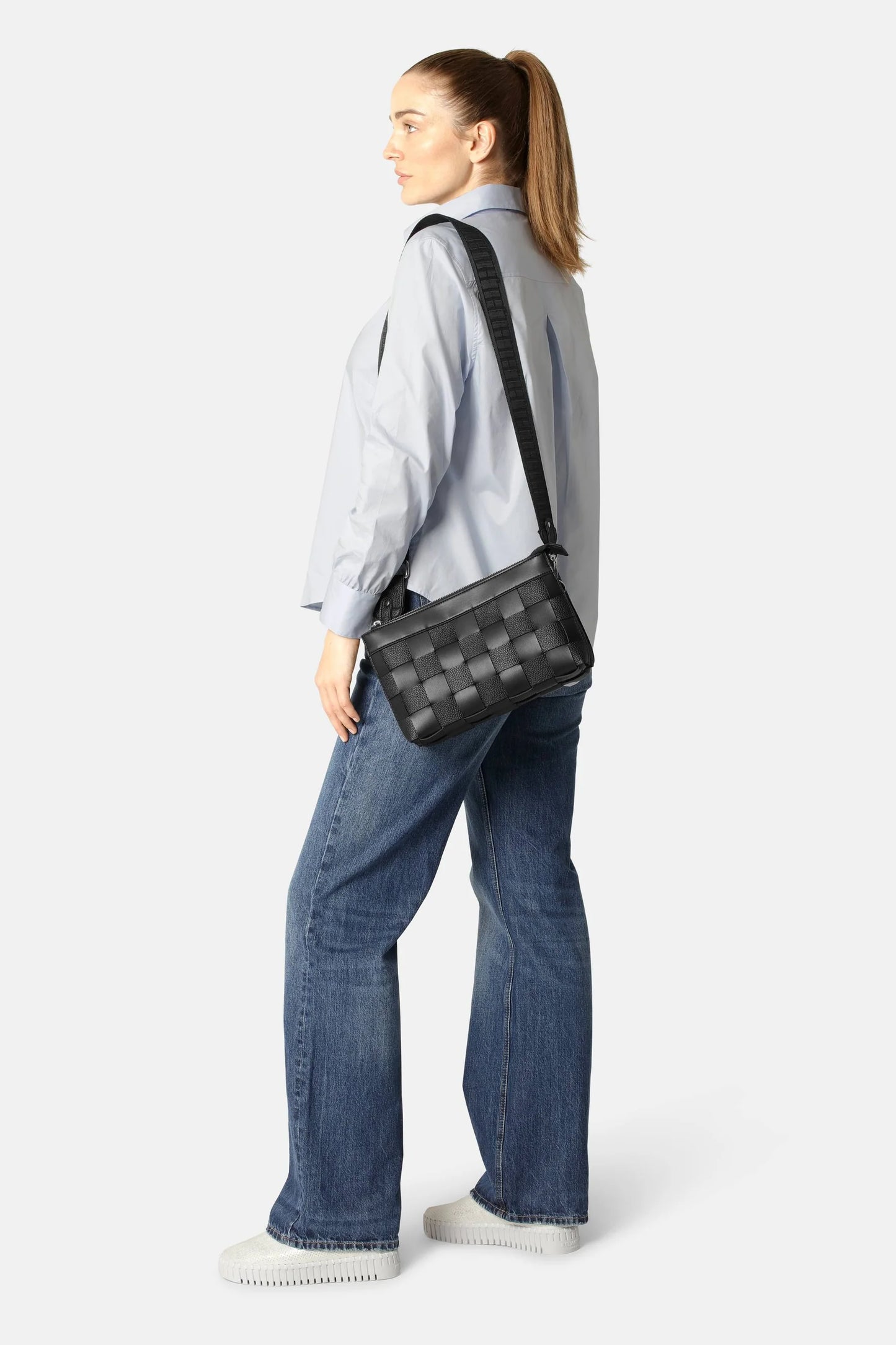 Ilse Jacobsen Braided Cross Body Purse Black