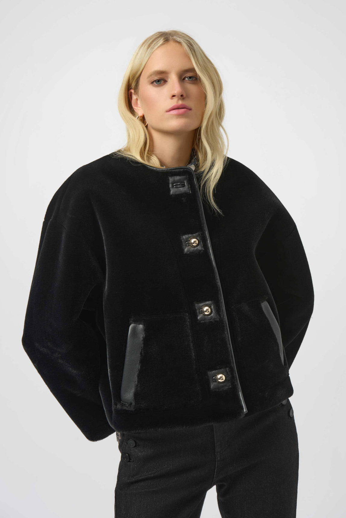 Joseph Ribkoff Bonded Faux Fur Boxy Jacket 254909
