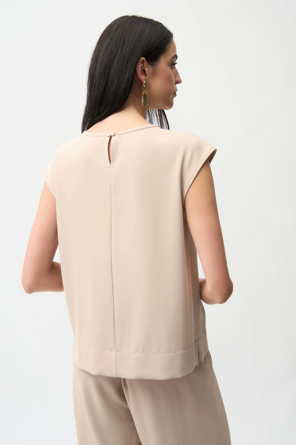 Joseph Ribkoff Woven Twill Boxy Top With Side Slits 261122