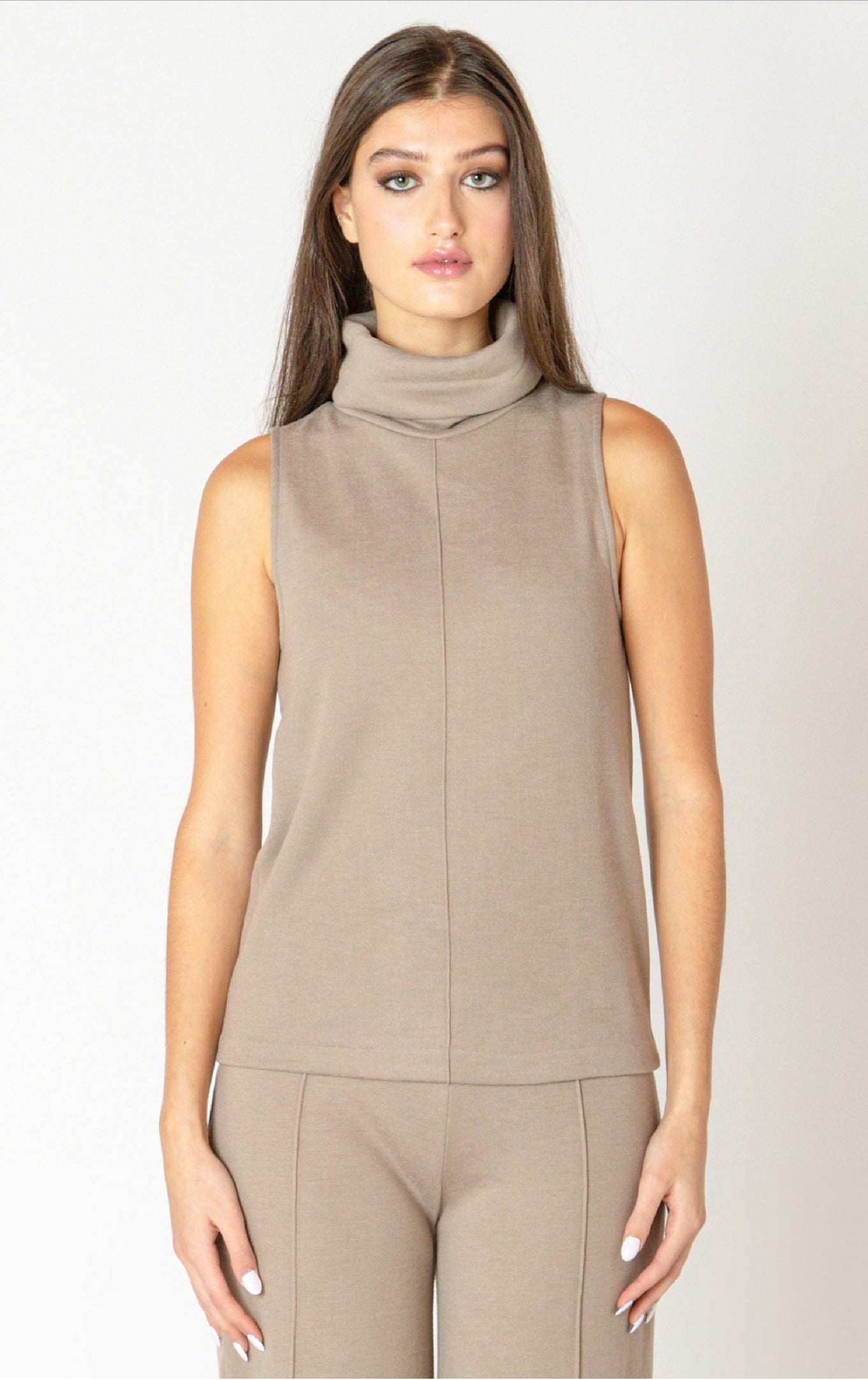 Black Tape Almond Funnel Neck Top