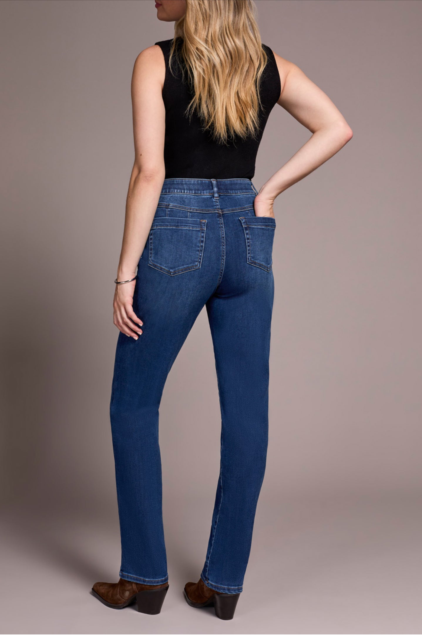 Tribal Sophia Pull On Straight Leg Jeans Faded Blue