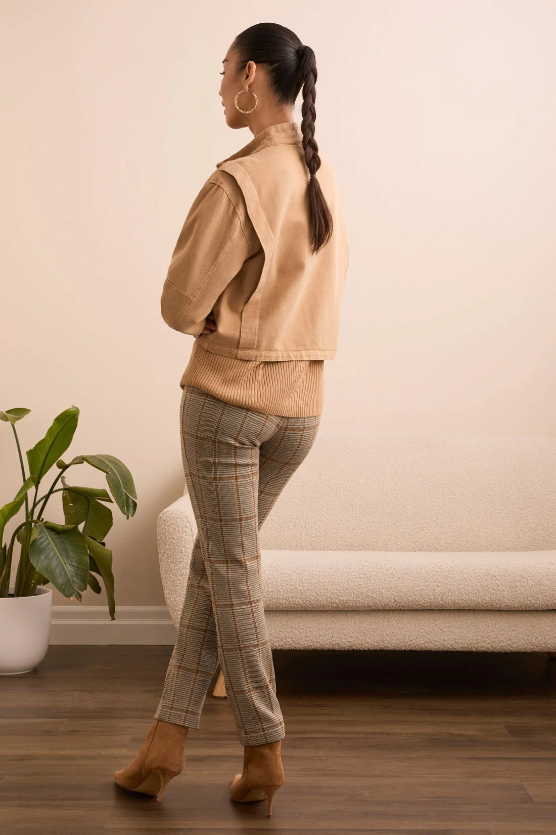 Tribal Twill Mock Neck Jacket Latte
