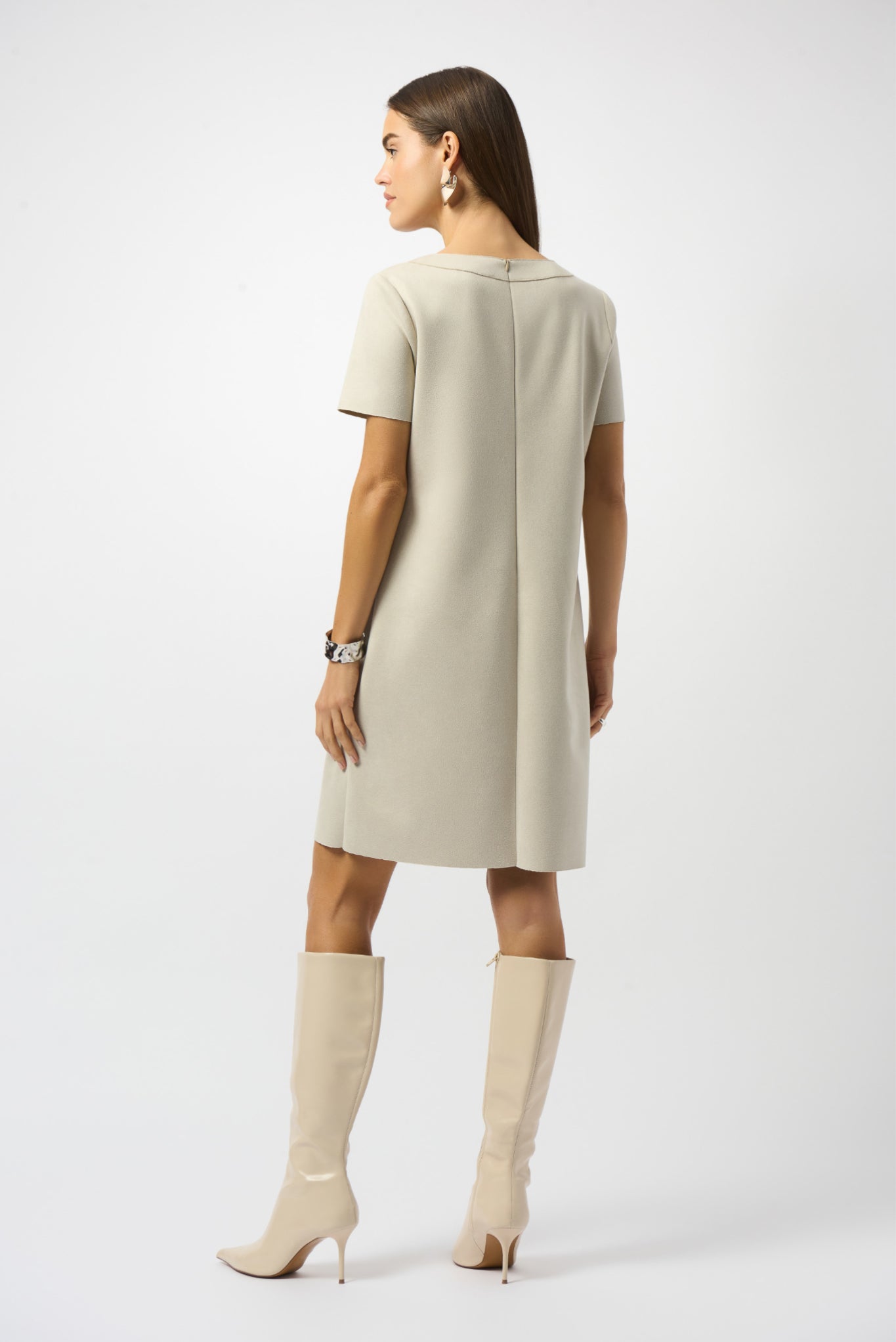 Joseph Ribkoff Scuba Suede Shift Dress Moonstone 253280