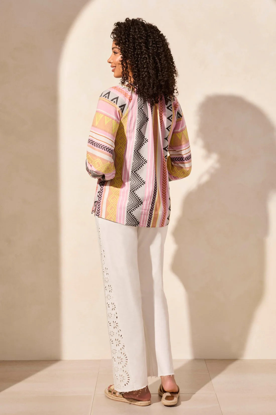 Tribal Notch Neck Cotton Blouse