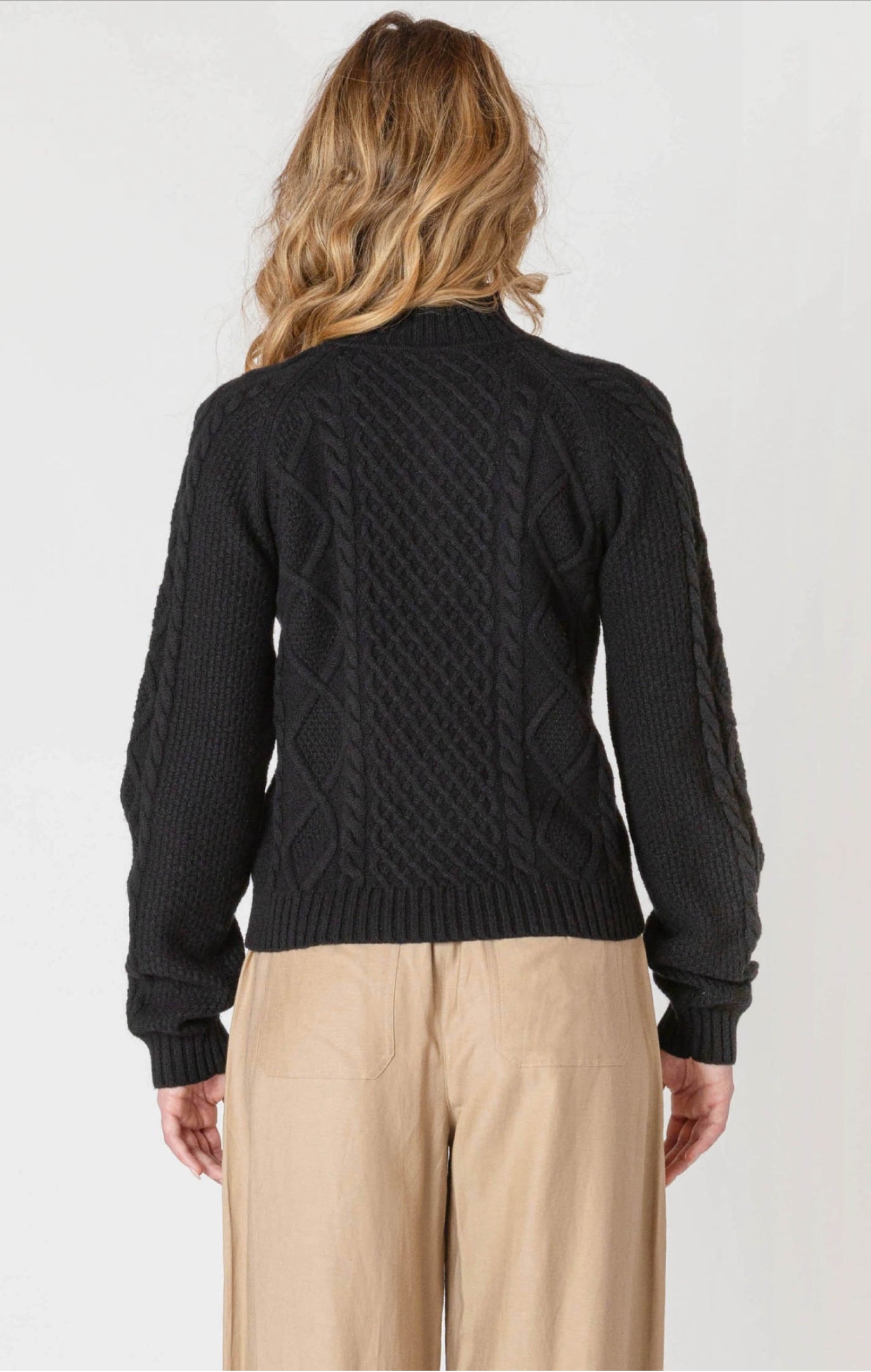 Room 34 Half Zip Cable Sweater Black