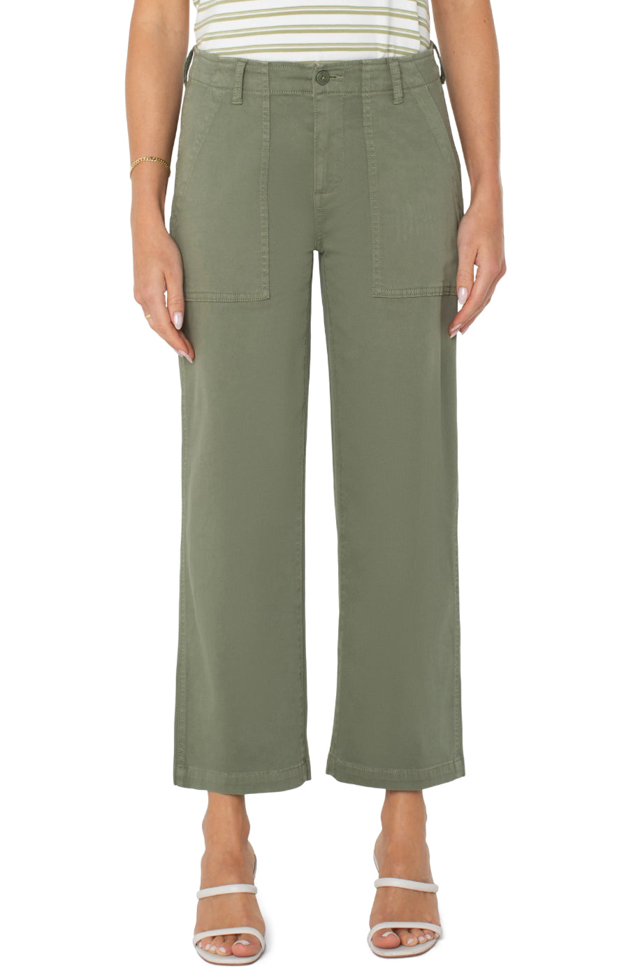 Liverpool Cargo Wide Leg Crop Olive