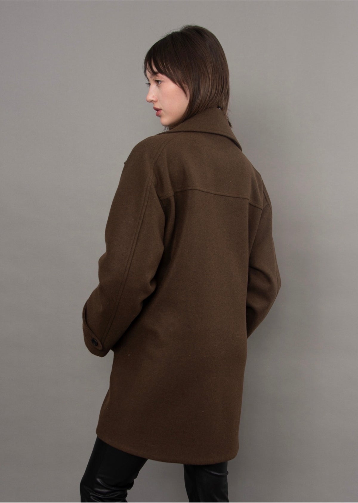 RD Style Marie Pea Coat Brown Melange