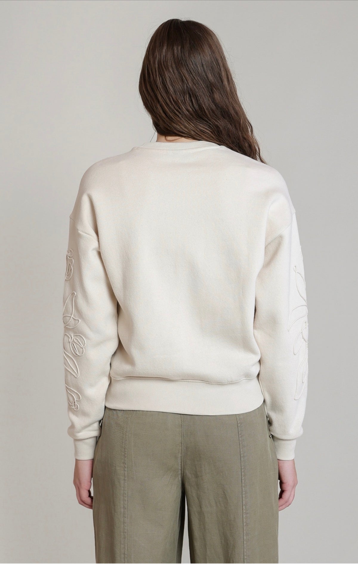 Dex Embroidered Sweatshirt Ivory