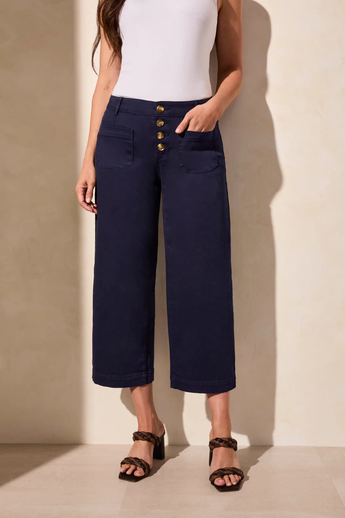 Tribal Audrey Cropped Wide Leg Jeans Nautical