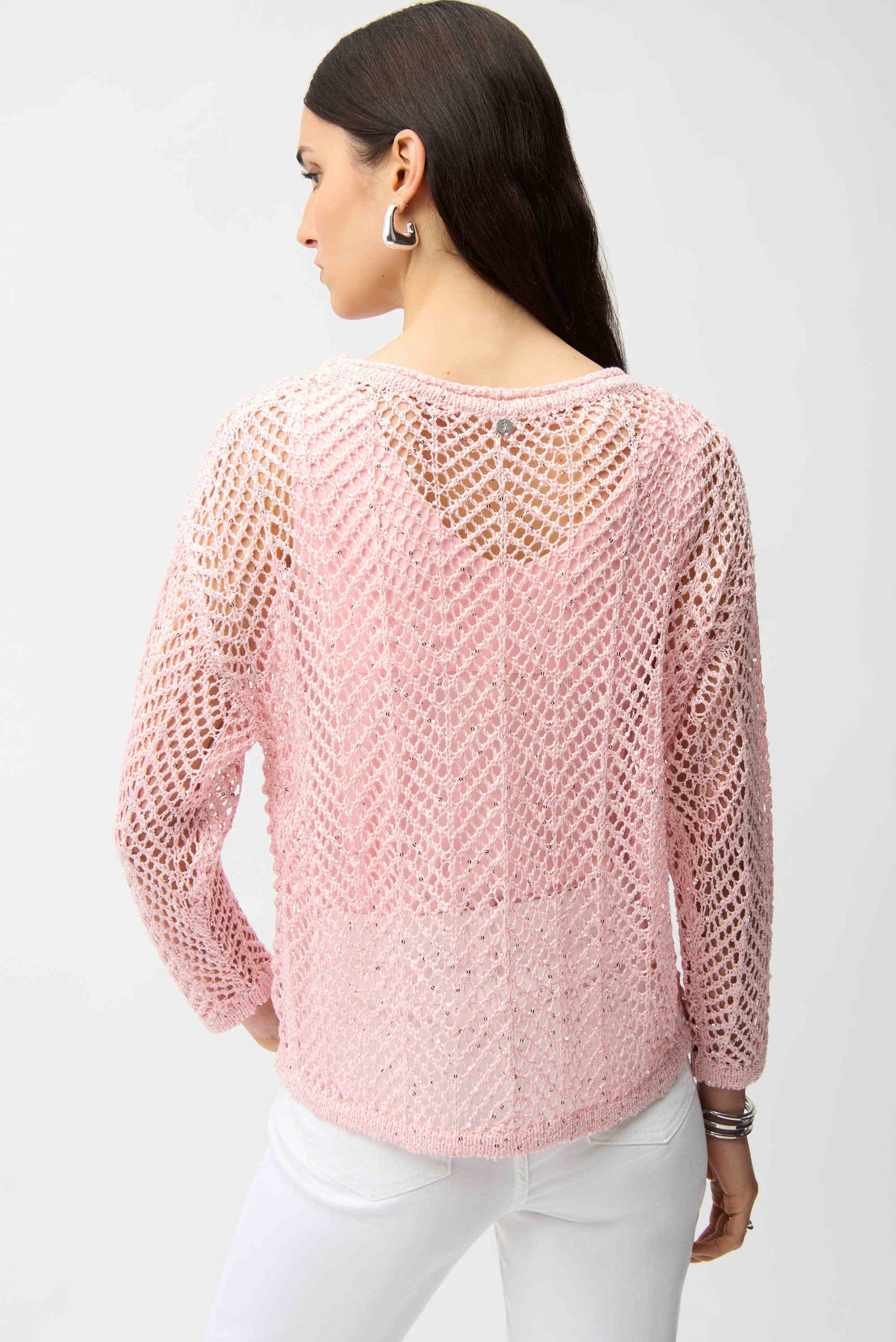 Joseph Ribkoff Sequins Yarn Chevron Print Long Sleeve Sweater 261915