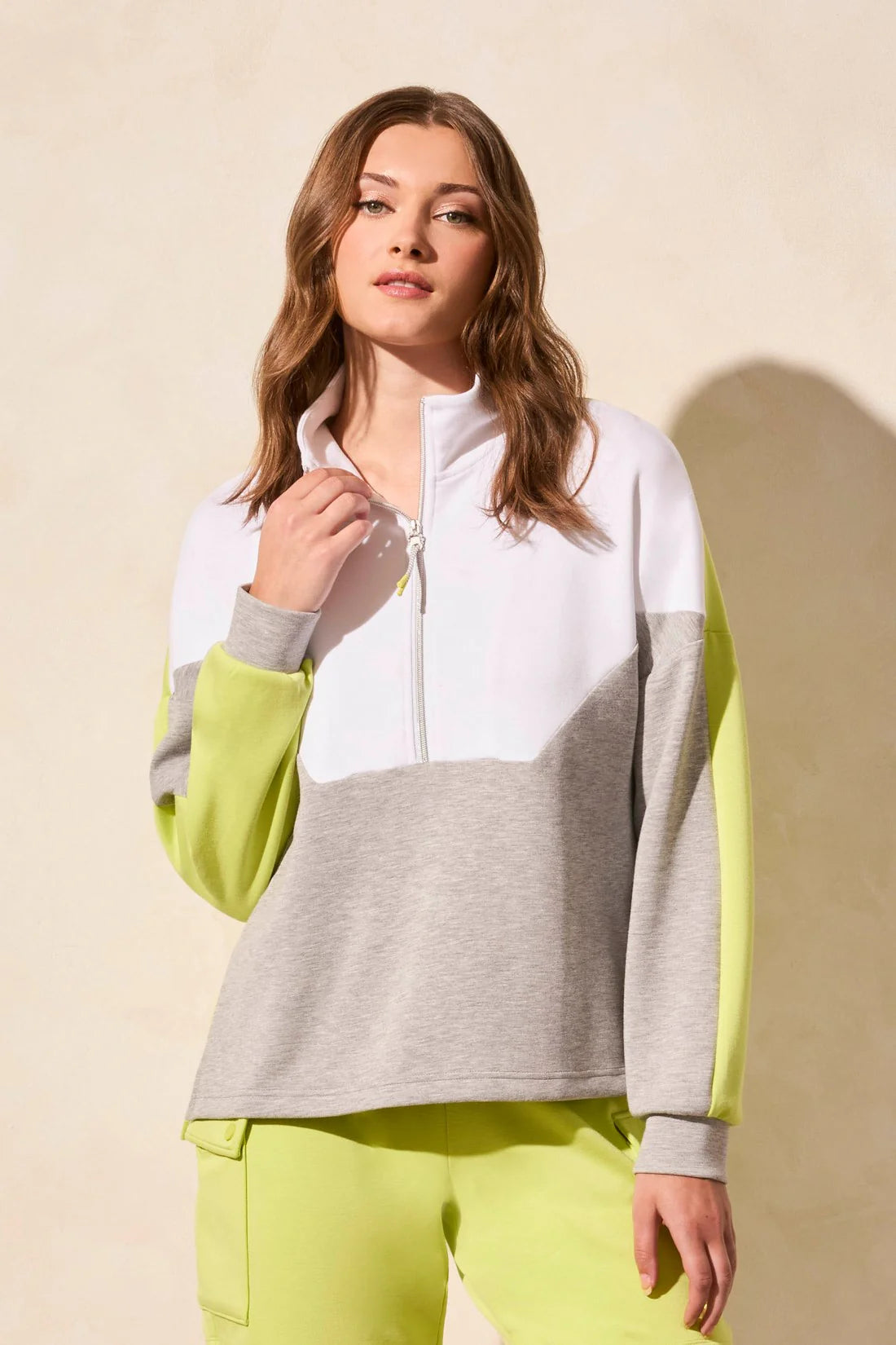 Tribal Colour Block Quarter Zip Sweatshirt