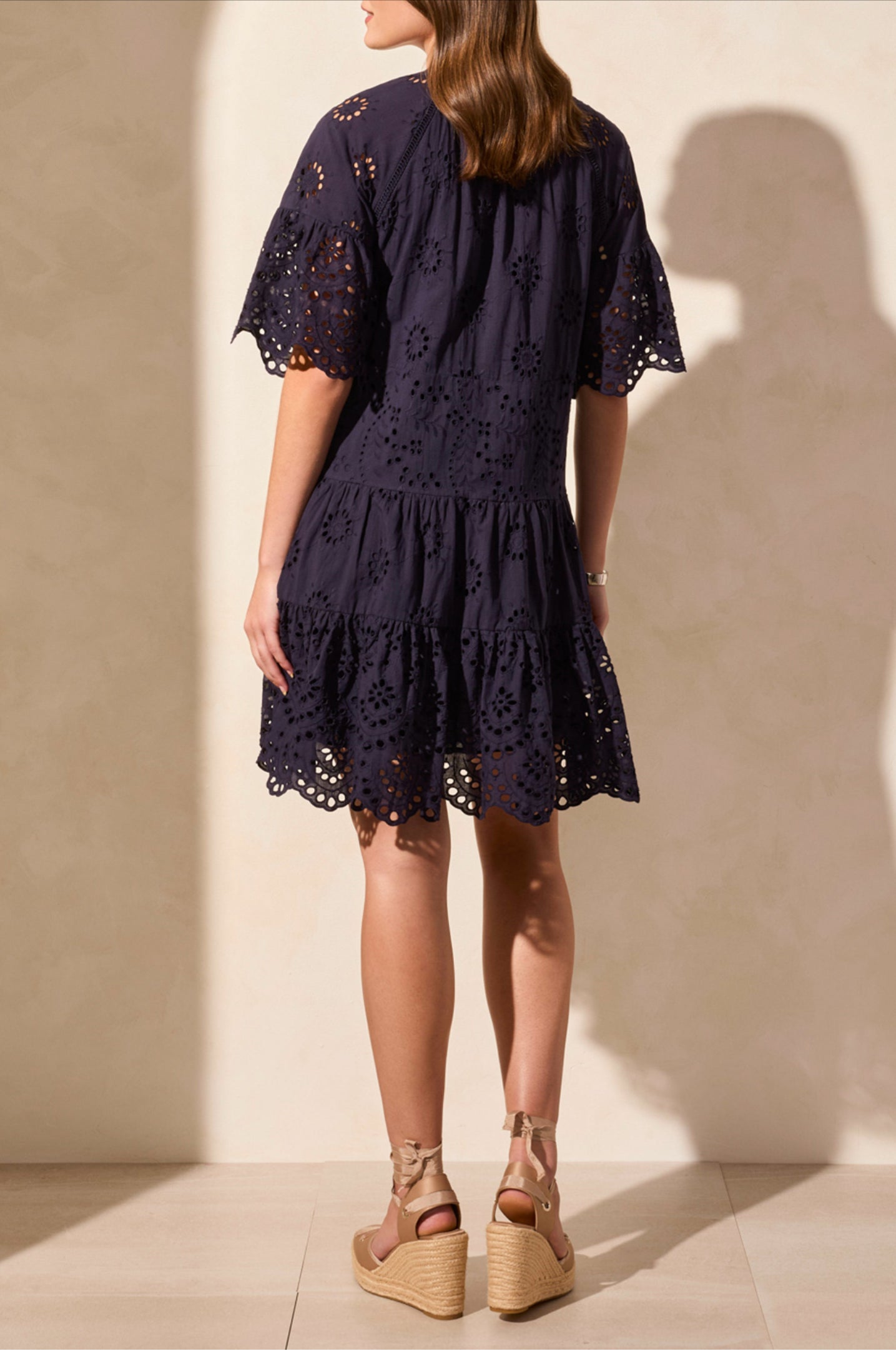 Tribal Eyelet Ruffle Dress Nautical