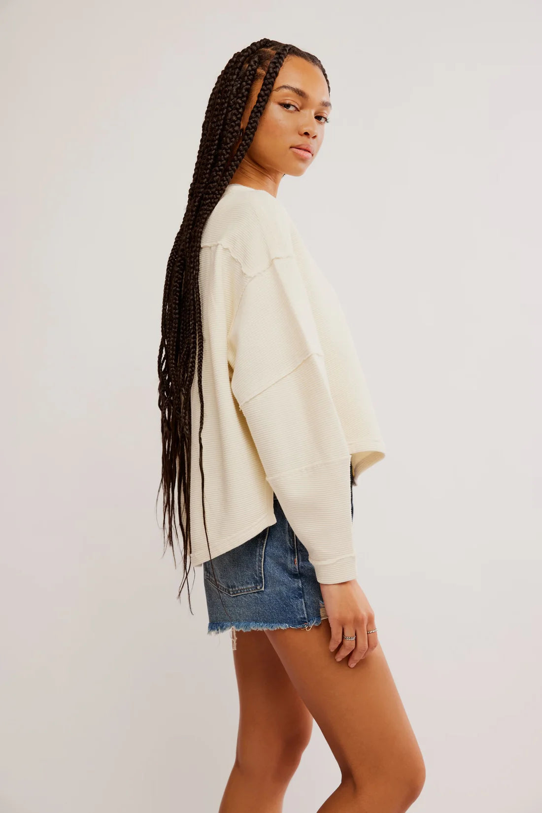 Free People Total Eclipse Tee Sweater Clean Ivory