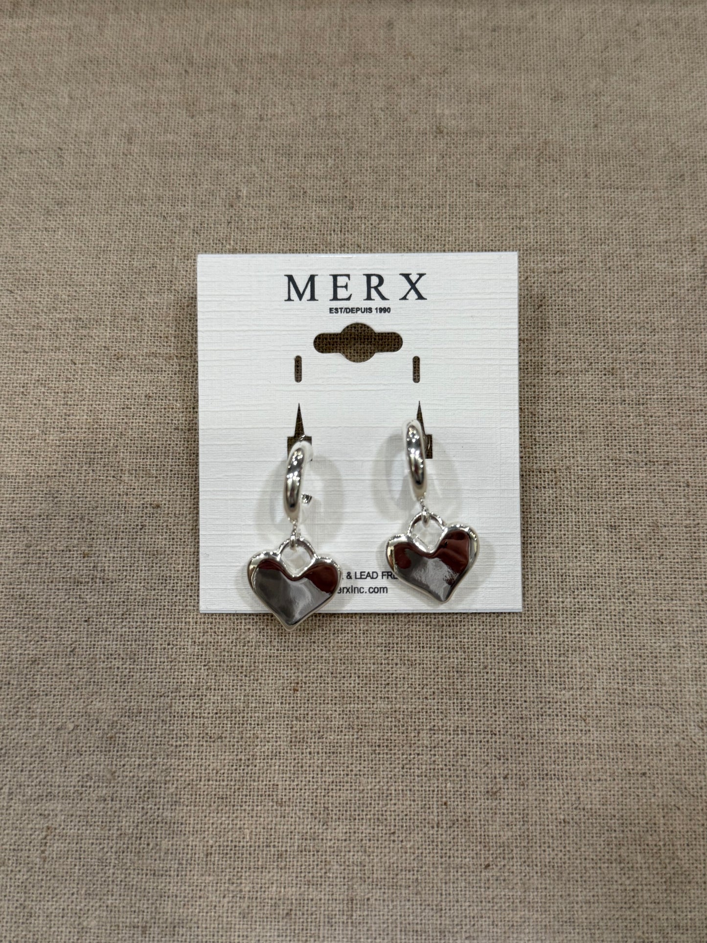 Merx Silver Heart Drop Earrings