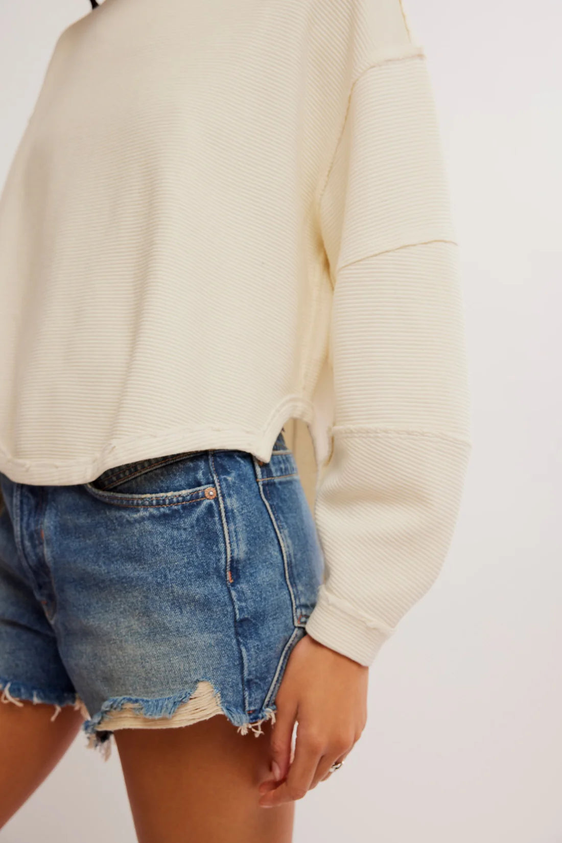Free People Total Eclipse Tee Sweater Clean Ivory