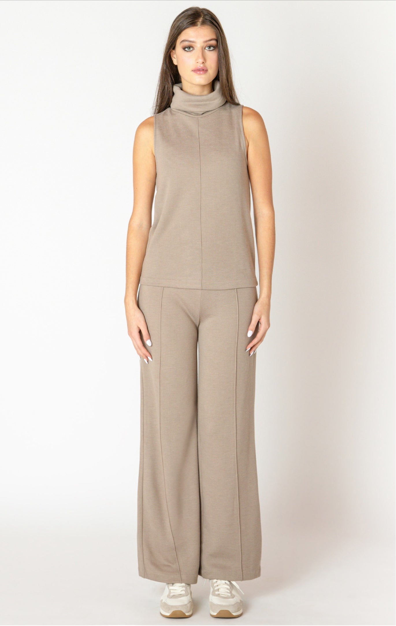 Black Tape Almond Funnel Neck Top