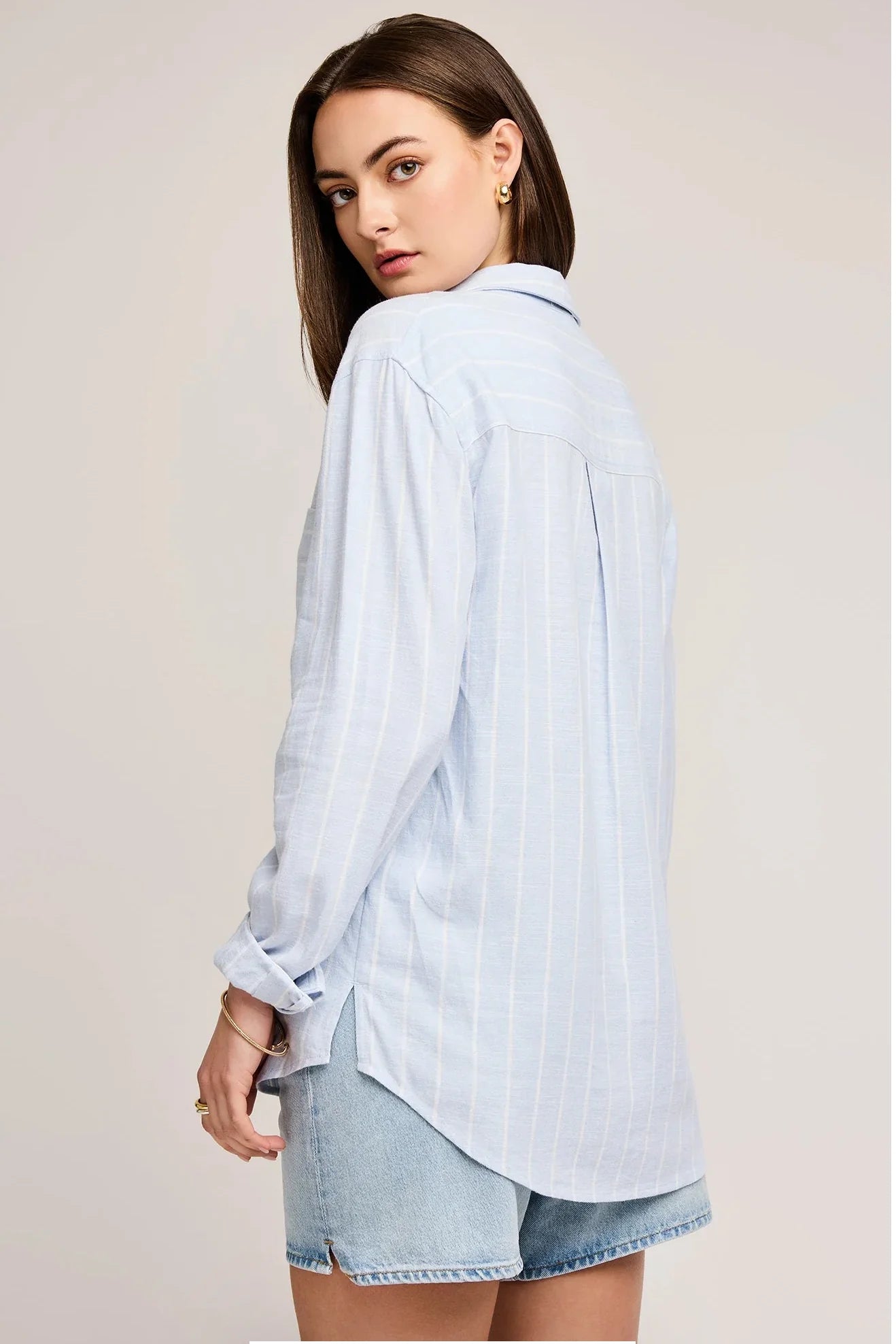 Gentle Fawn Luka Button Up Top Blue Stripe