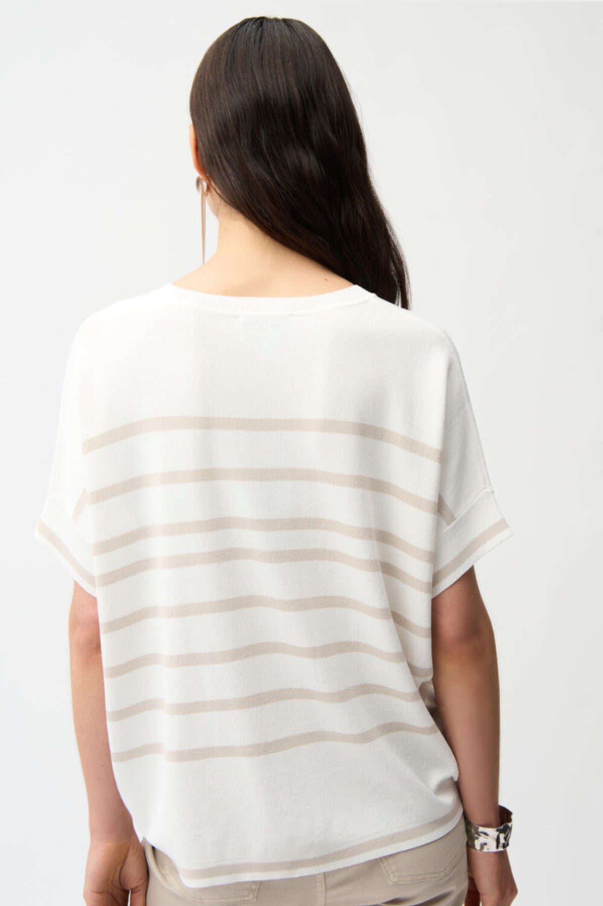 Joseph Ribkoff Striped V-neck Pullover Moonstone 261921