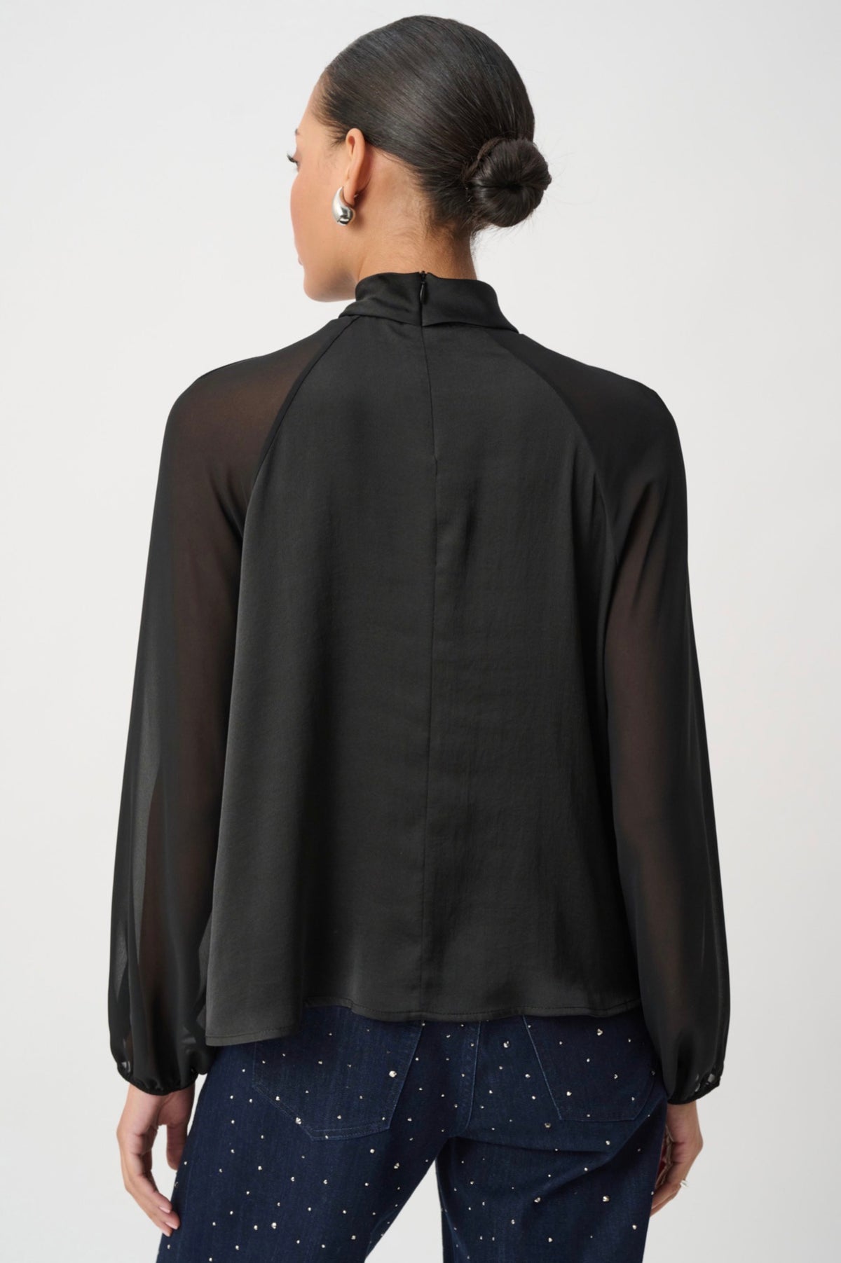 Joseph Ribkoff Satin Top With Chiffon Sleeves 264119