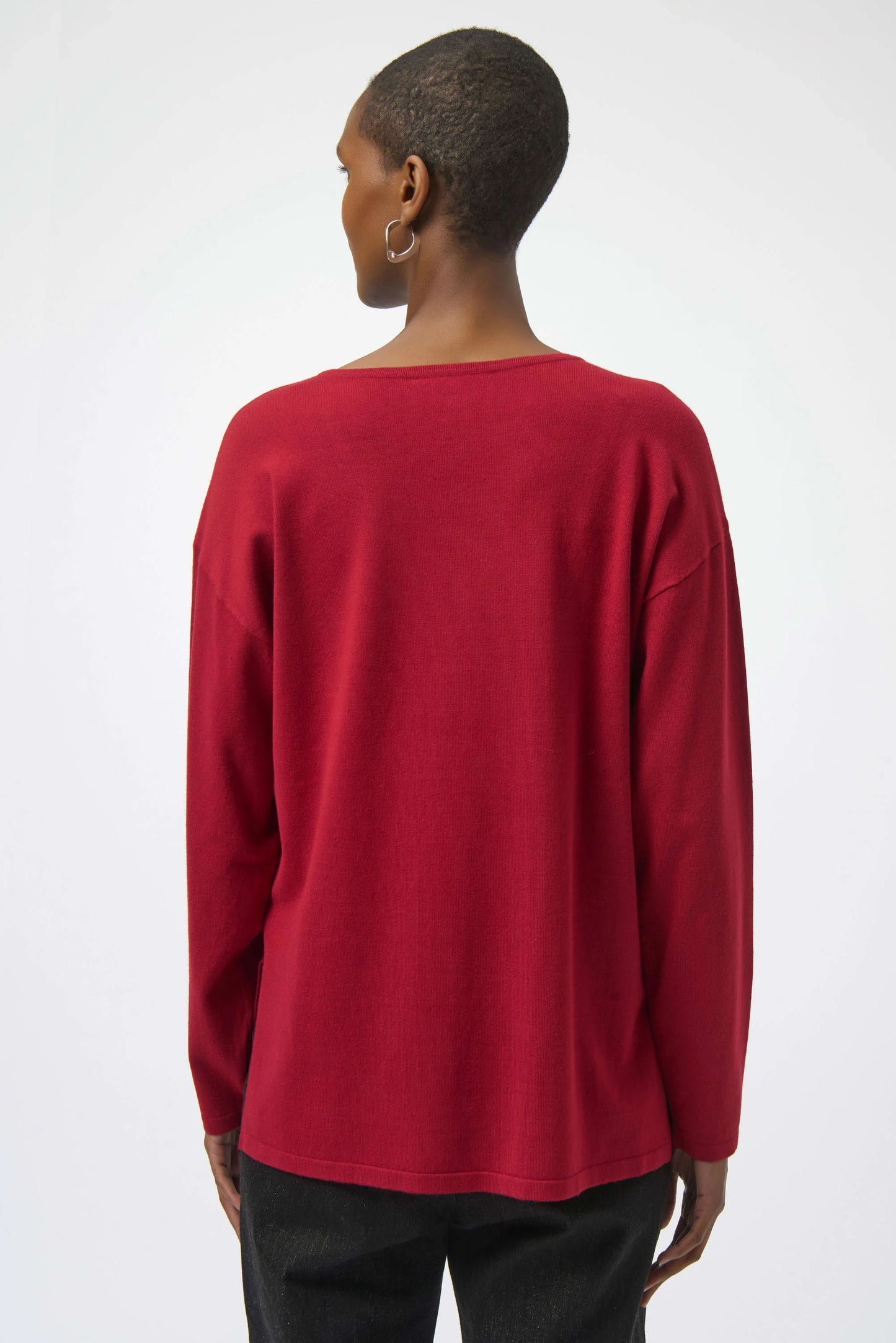 Joseph Ribkoff Sweater Knit Pullover with Iron-On Detail Deep Cherry 254966