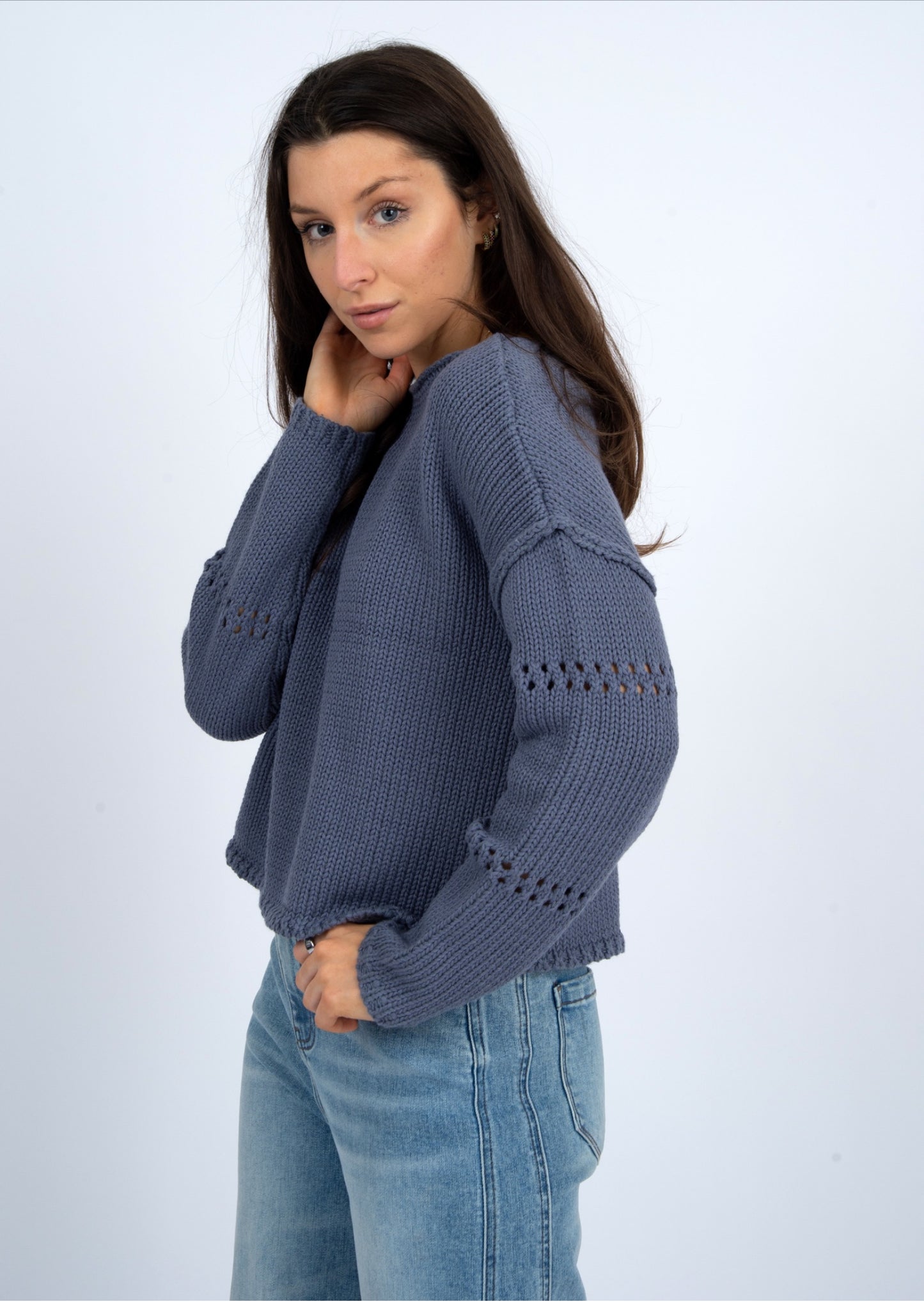 RD Style Arlo Boat Neck Sweater Denim Grey