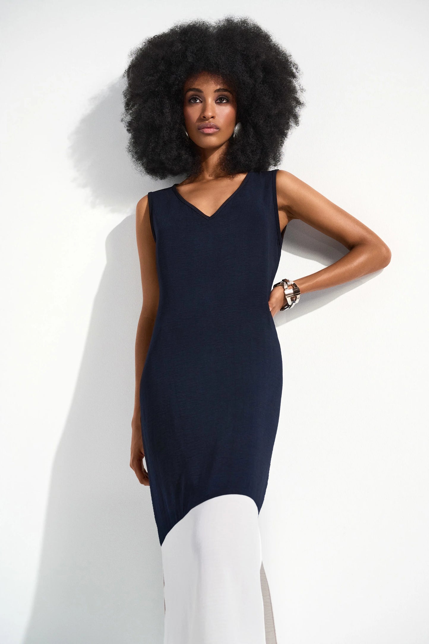 Gauze Color Block Straight Dress
252030