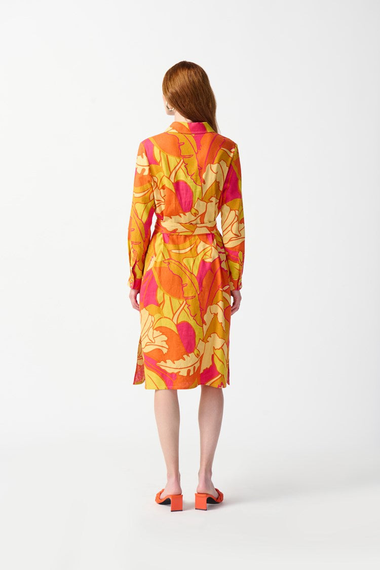 Joseph Ribkoff Linen Blend Floral Print Shirt Dress 242912