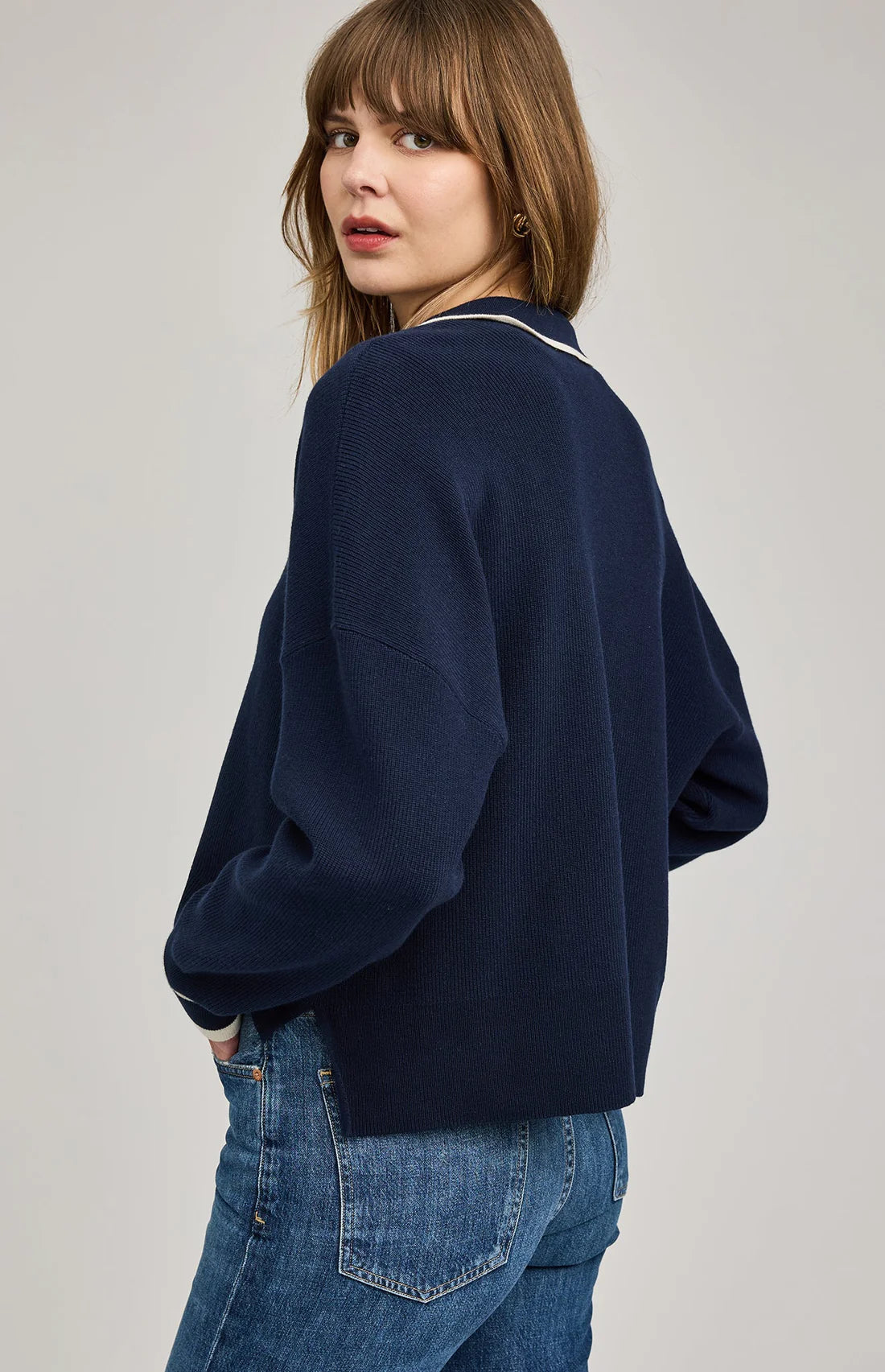 Gentle Fawn Tristan V-Neck Sweater Navy