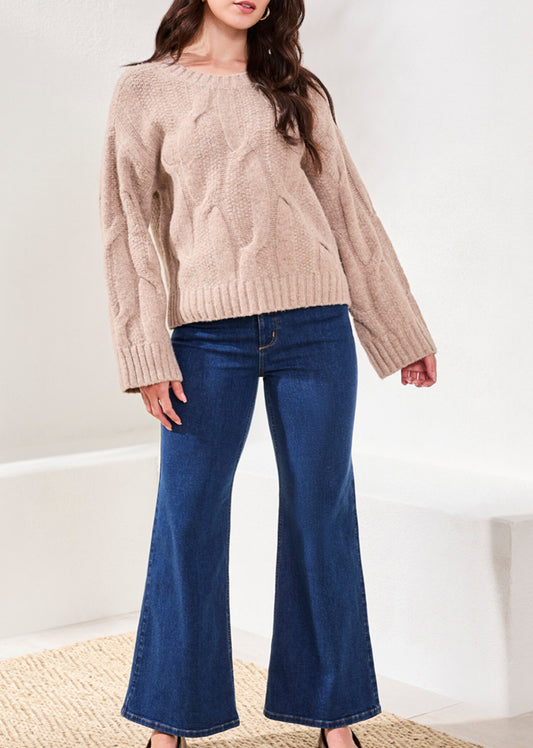 Tribal Cable Knit Sweater Almond Latte