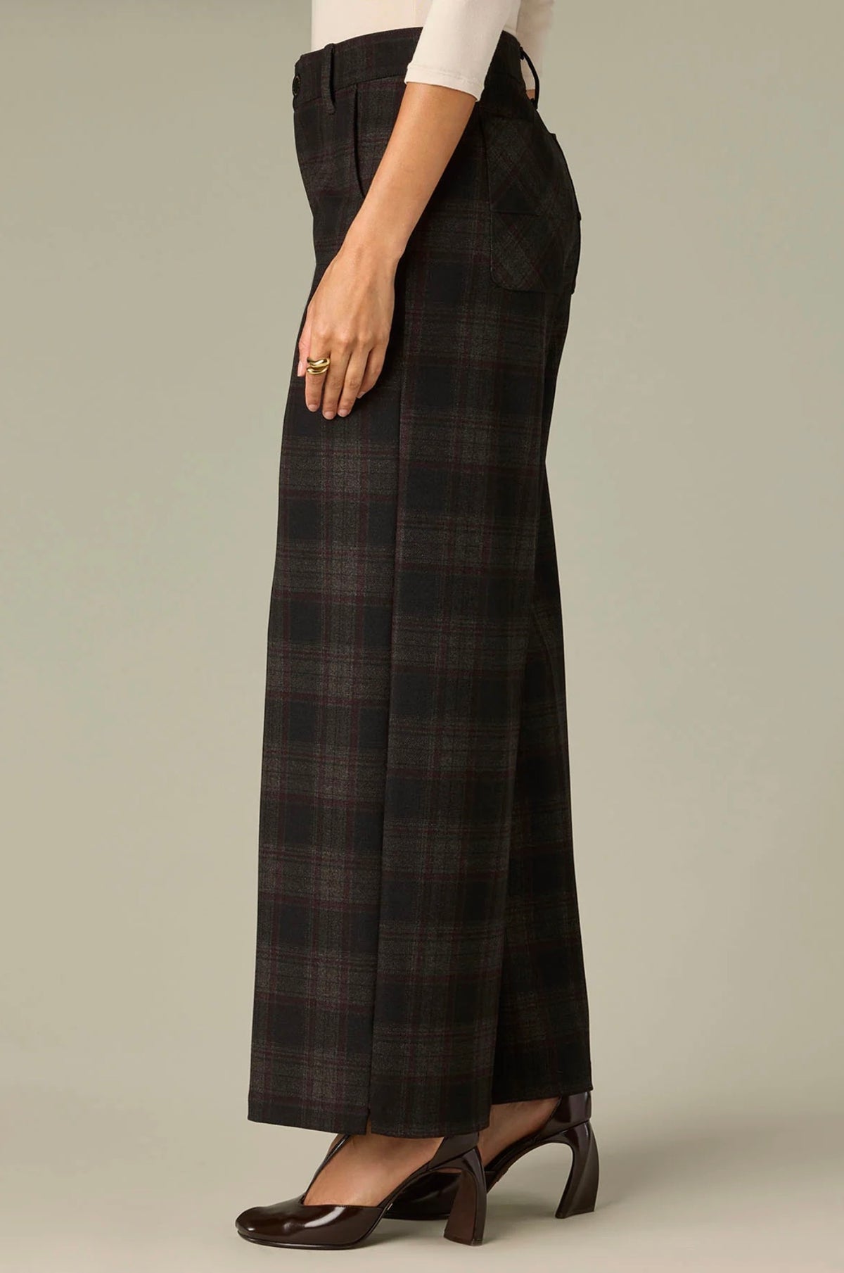 Wit & Wisdom Whitney Skyrise Wide Leg Plaid Pants