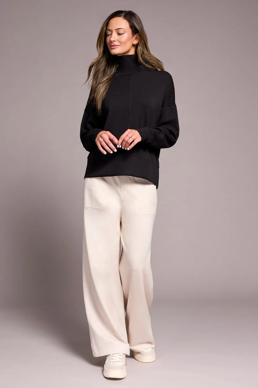 Tribal Funnel Neck Lux Top Black