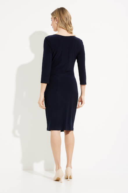 Joseph Ribkoff Midnight Blue Three-Quarter Sleeve Wrap Dress Style # 233305
