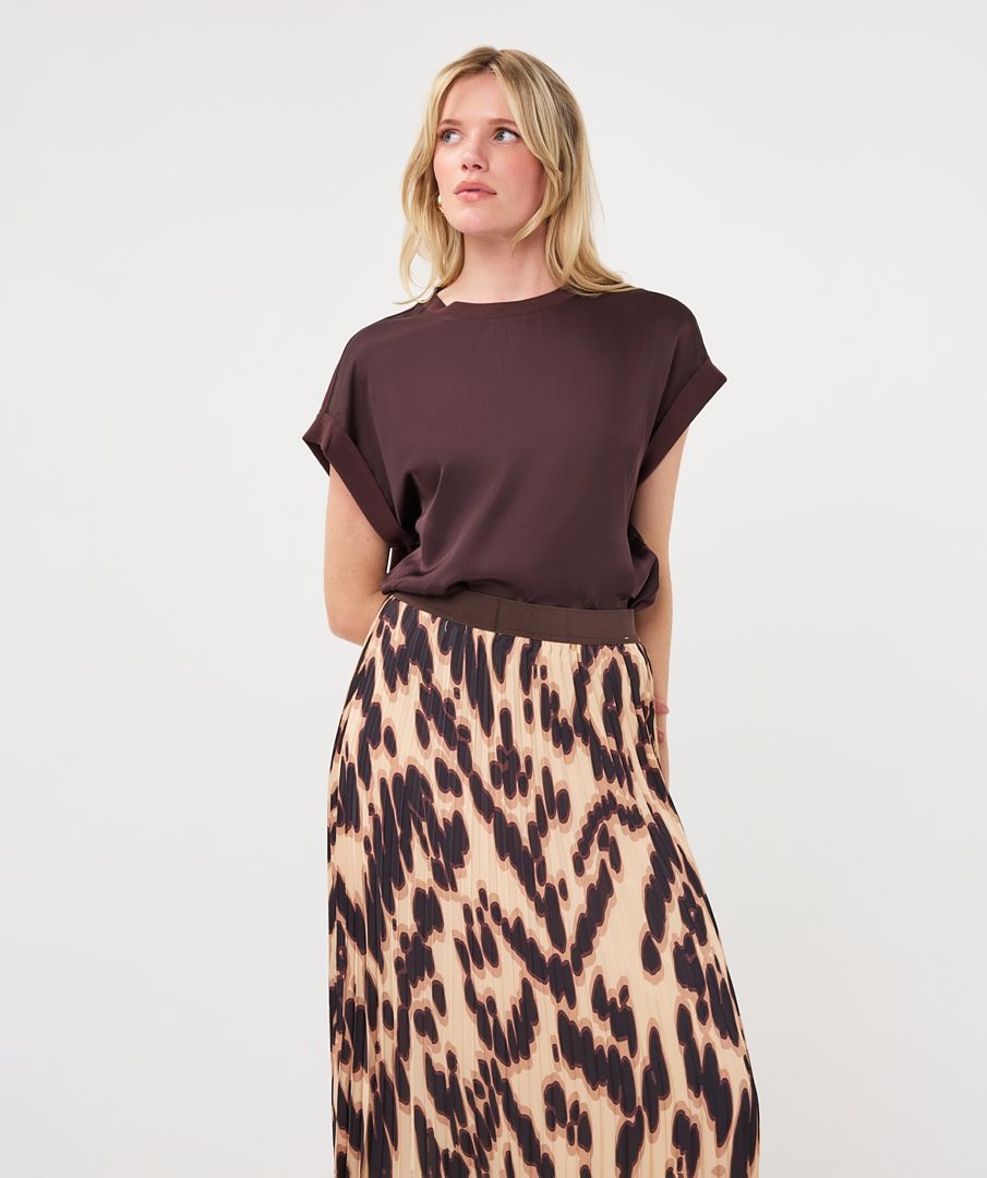 Esqualo Roll Sleeve Satin Tee Cacao