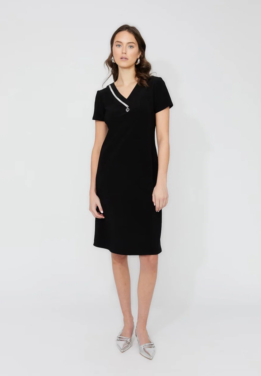 Frank Lyman Heart Zipper V-Neck Dress 261014