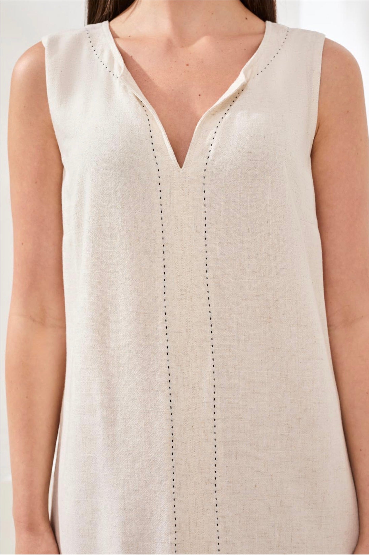 Tribal Sleeveless Saddle Stitch Dress