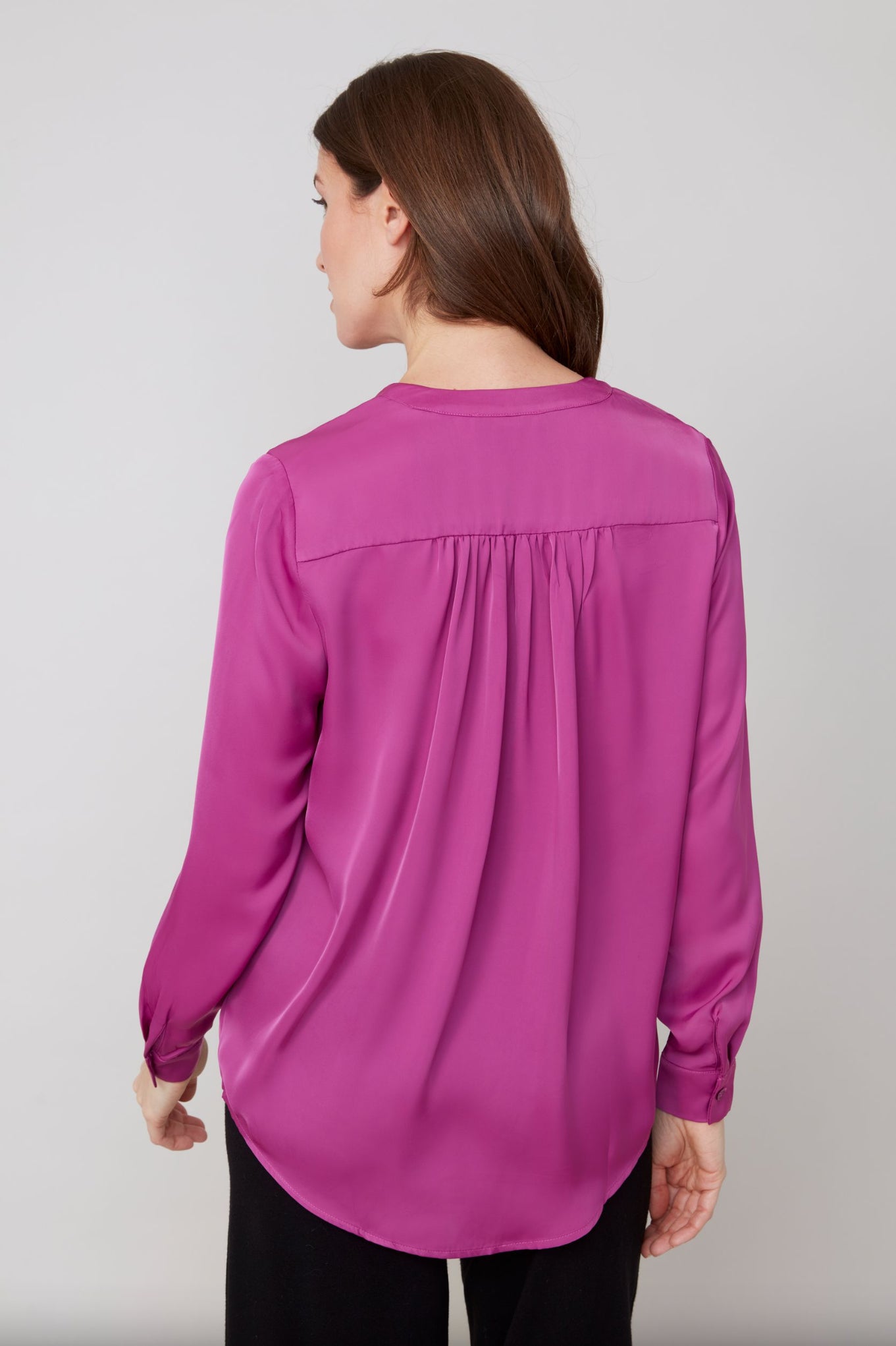 Renuar Button Collar Blouse Plum