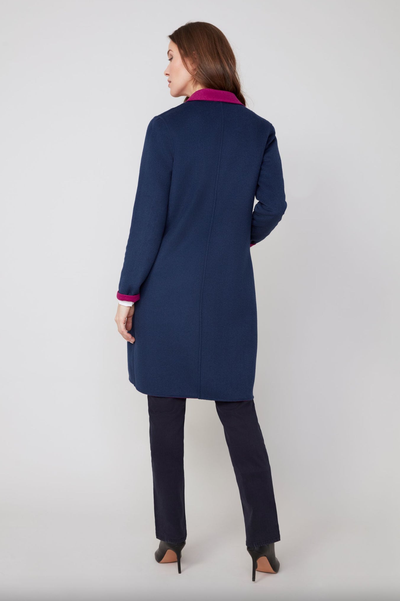 Renuar Reversible Long Wool Coat Mulberry/Navy