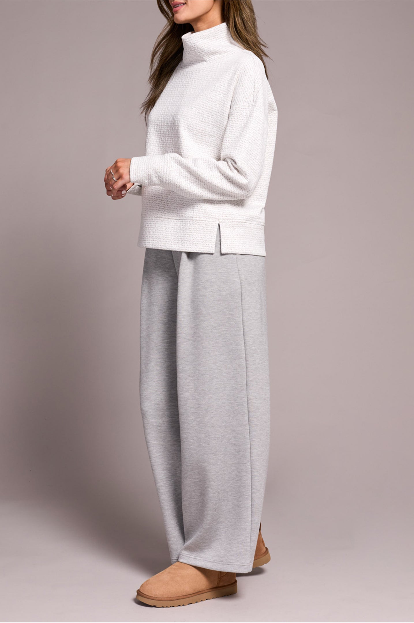 Tribal Funnel Neck Top Frostgrey
