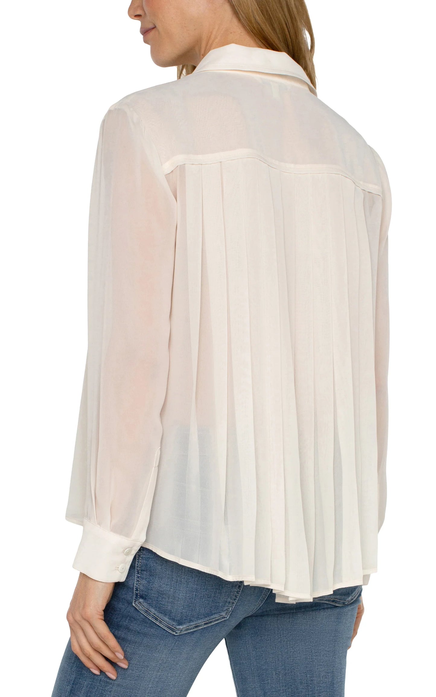 Liverpool Pleated Back Long Sleeve Cream