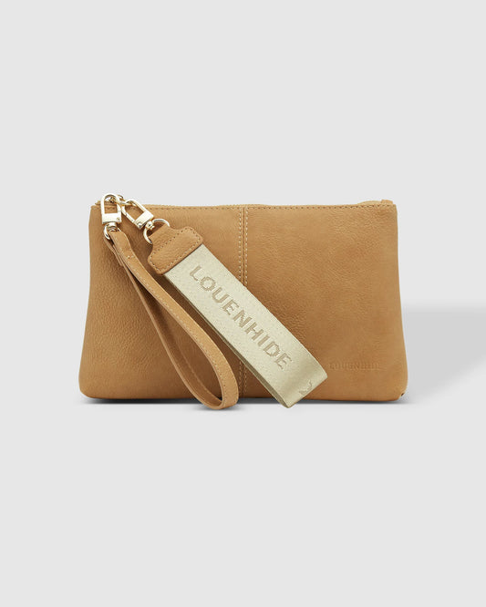 Louenhide Mimi Logo Wristlet Camel