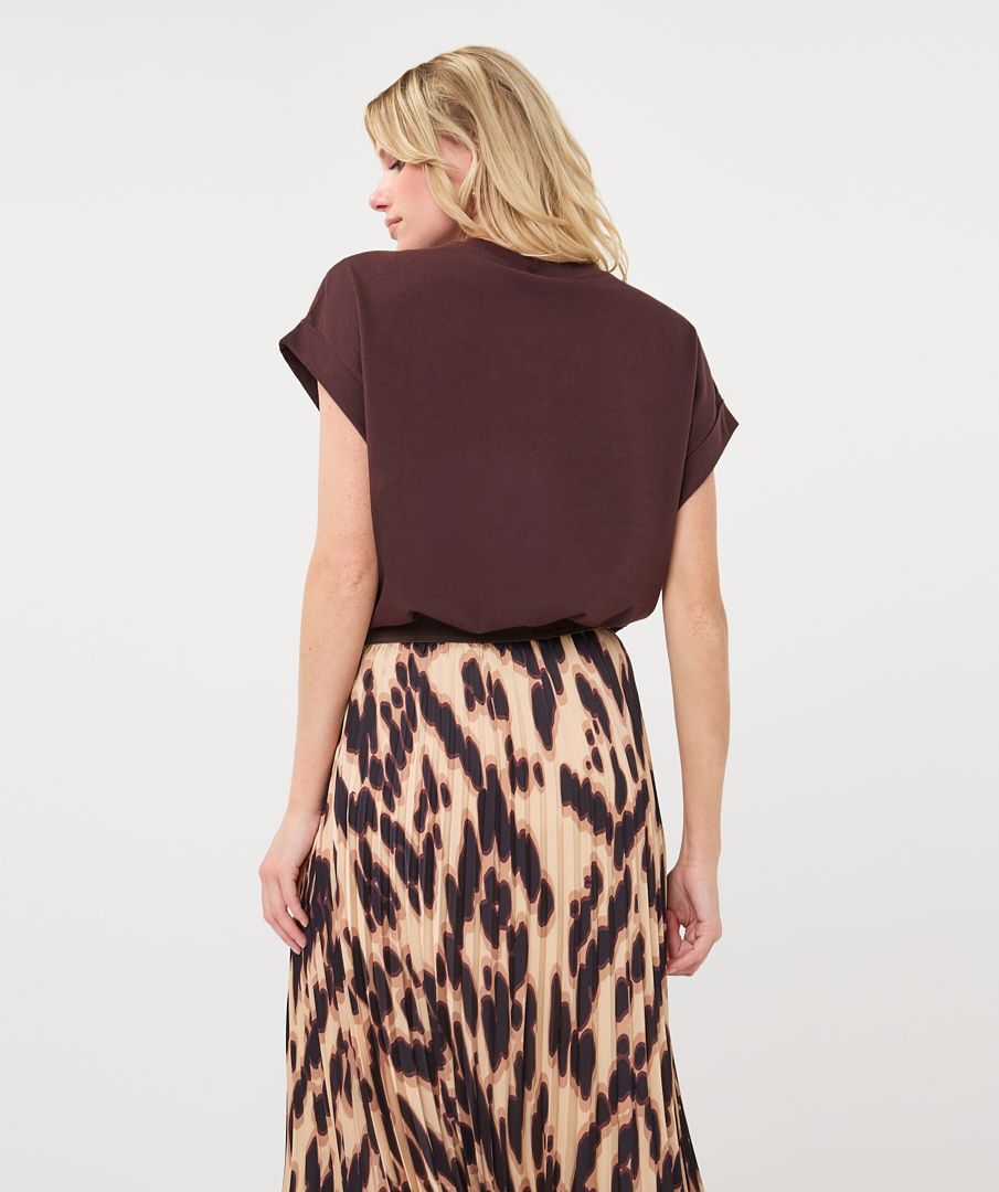 Esqualo Roll Sleeve Satin Tee Cacao