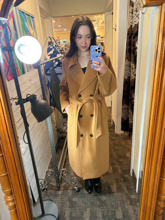 Normann Long Wool Trench Coat Tan
