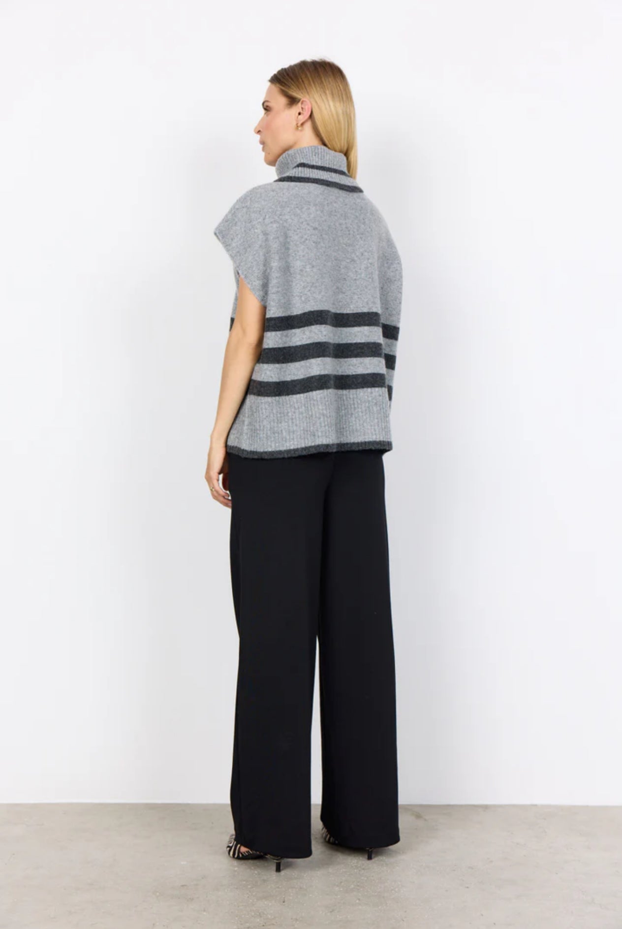 Soya Concept Vif Stripe Waistcoat Grey
