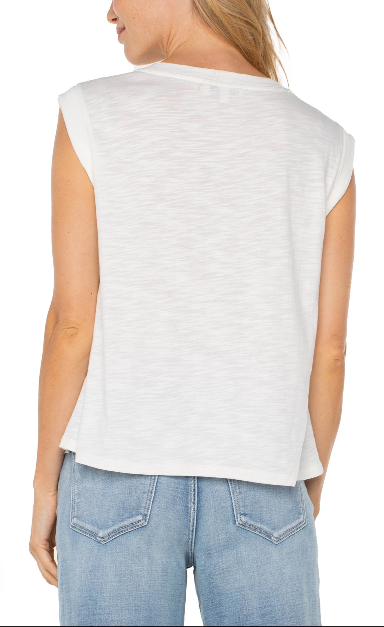 Liverpool Sleeveless Woven Top Whipped Cream