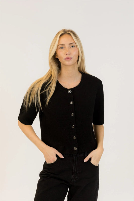 Lyla & Luxe Jude Rose Cardigan Black