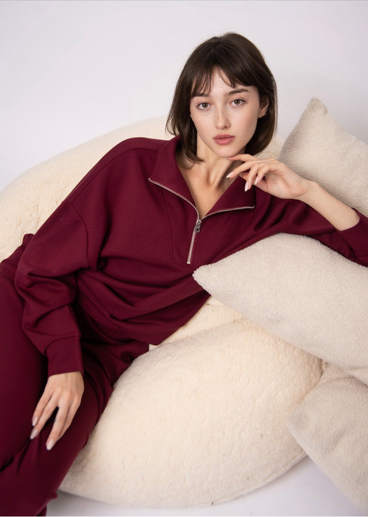 RD Style Seanni Soft Knit Half-Zip Pullover Cranberry