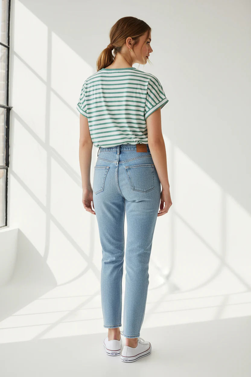Soya Concept Rina Stripe Tee Green