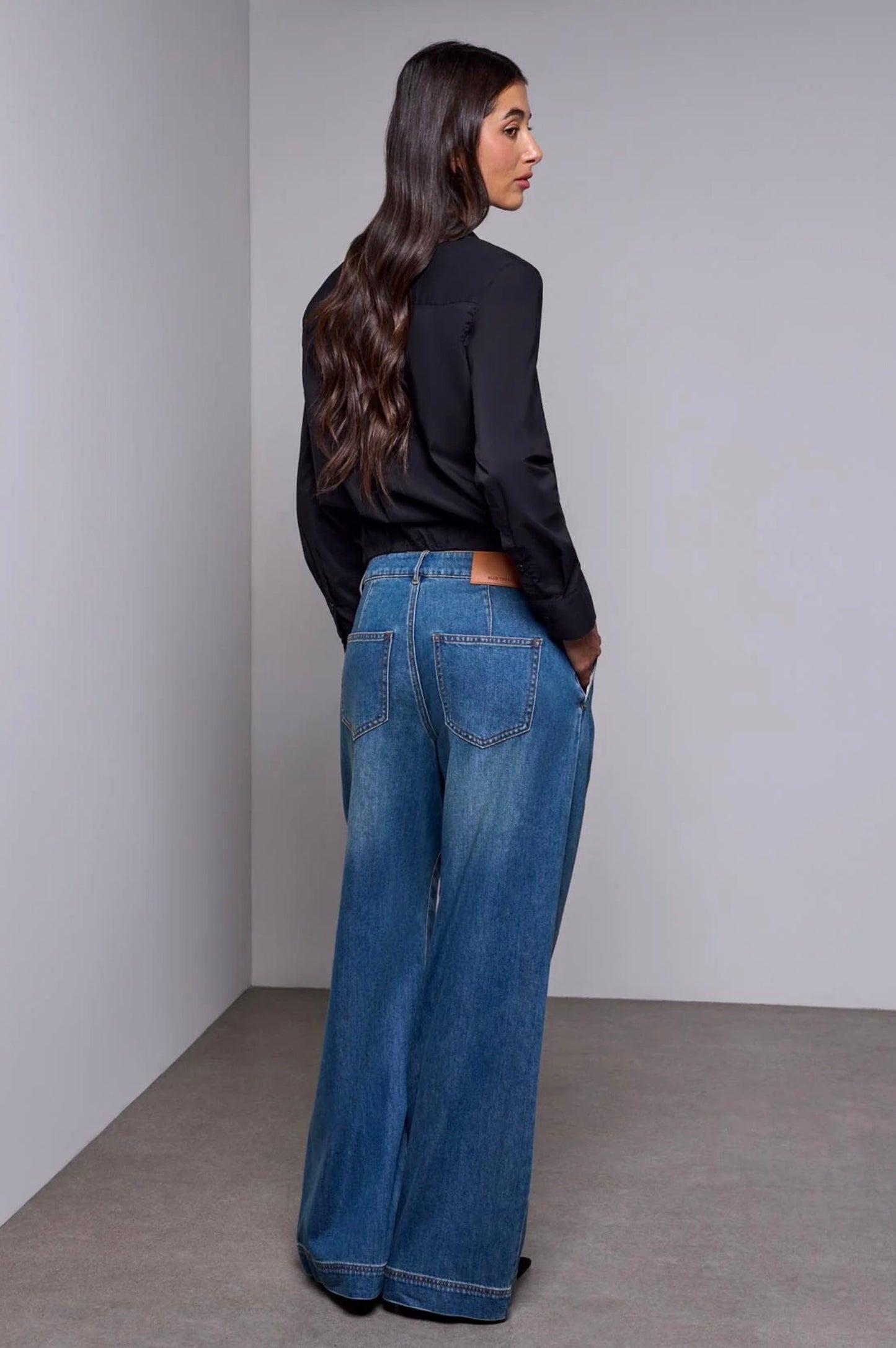 Tribal Blue Thread Audrey Pleat Jeans